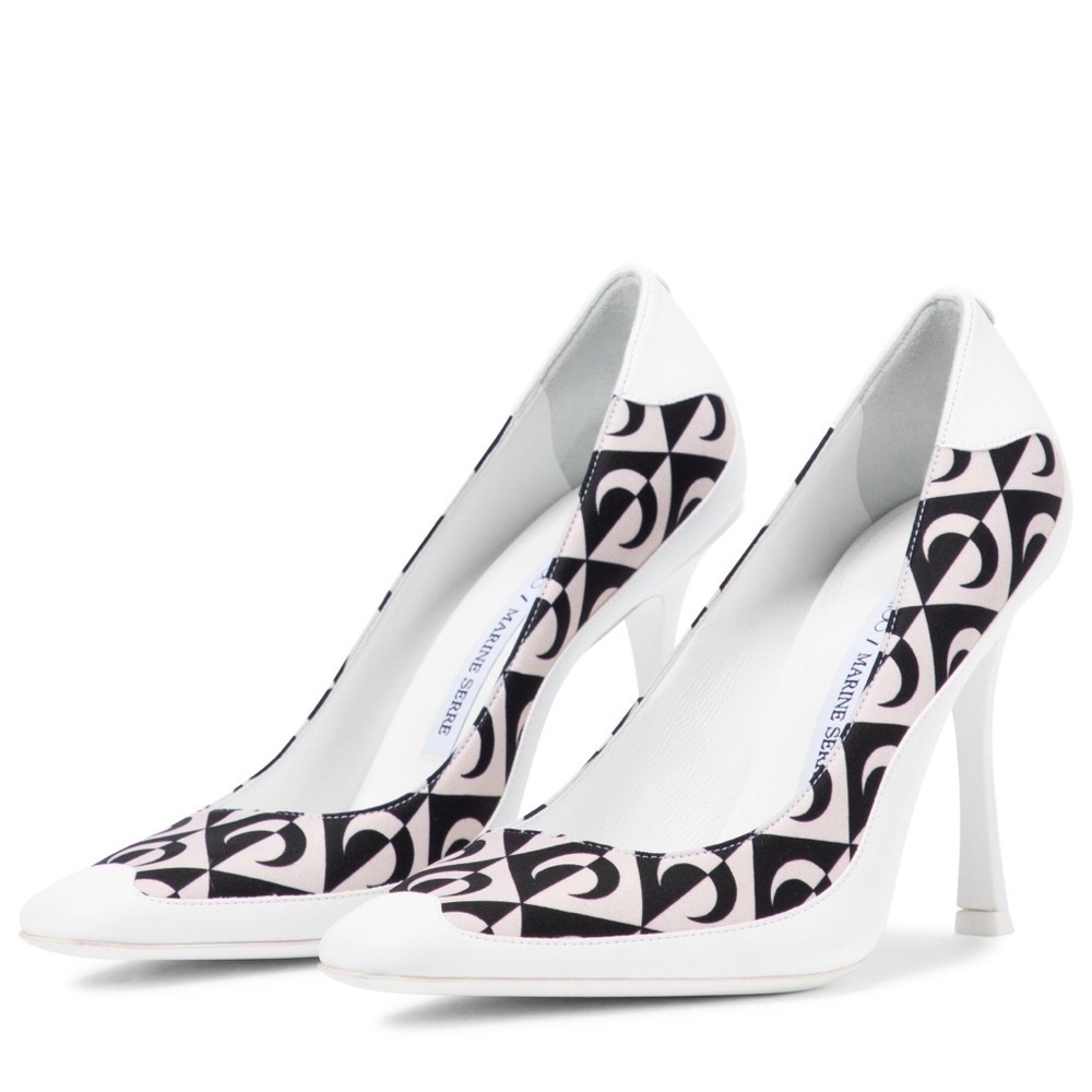 JIMMY CHOO x MARINE SERRE limited edition white leather pumps (Sz 37.5) - Picture 2 of 13